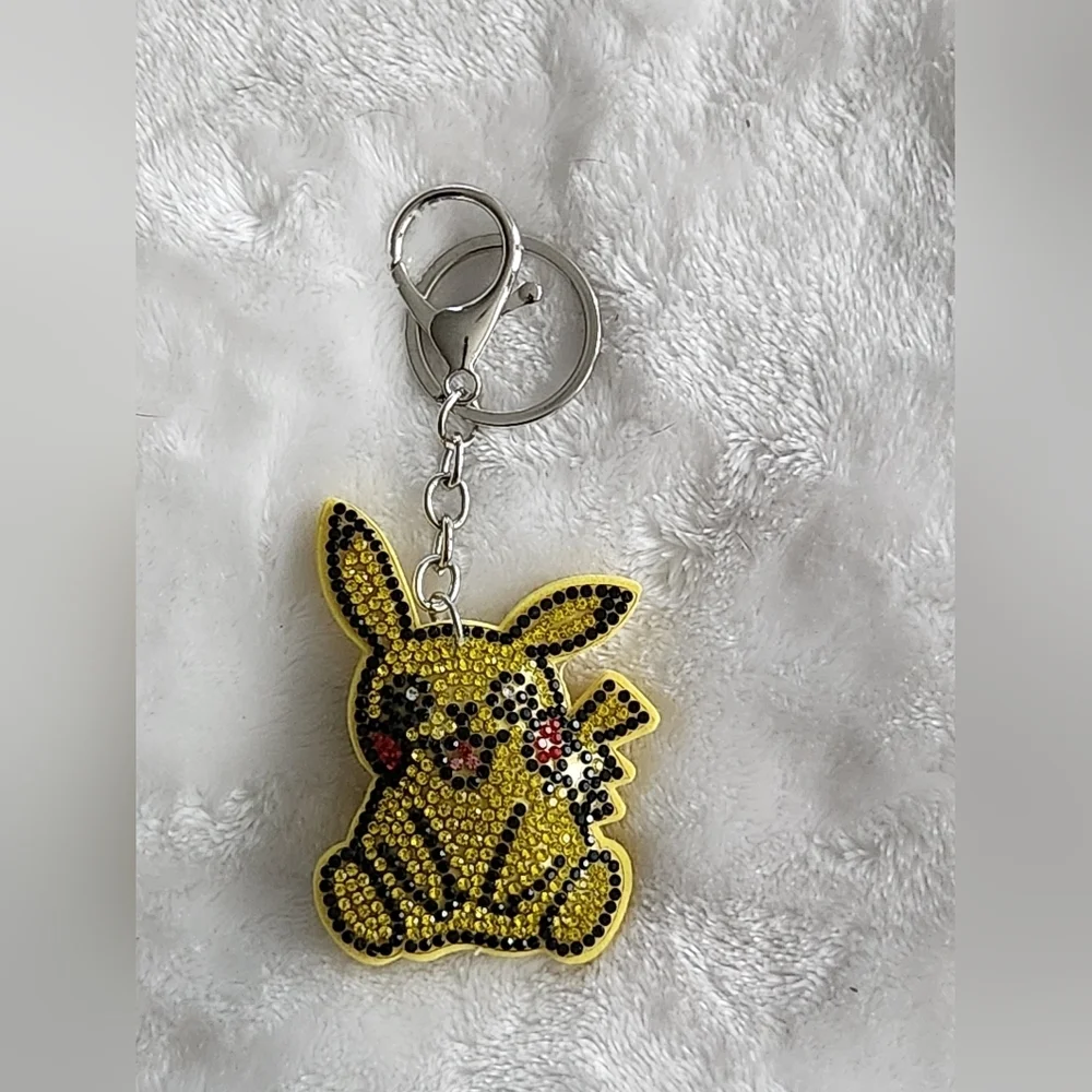 Pokemon Yellow Pikachu Keychain with Rhinestones Bag Charm
